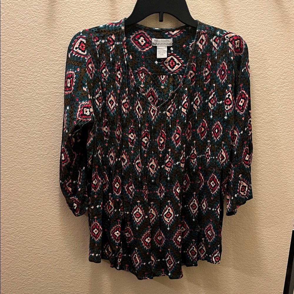 Cost Plus World Market Colorful Patterned Blouse